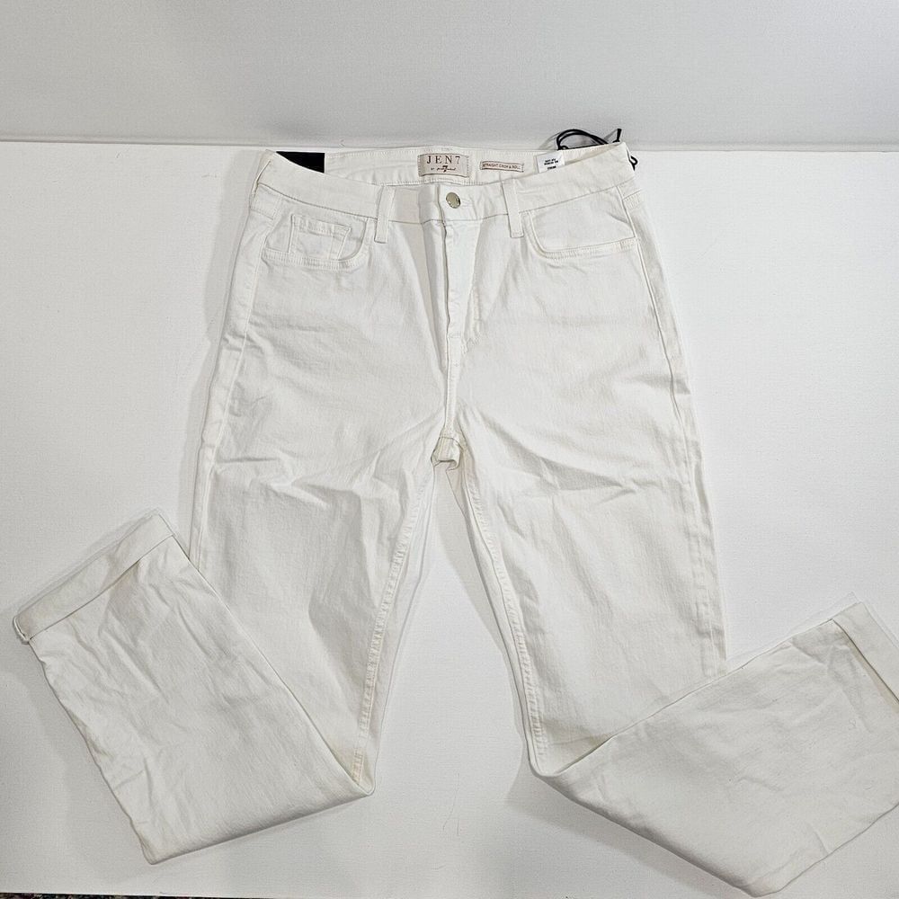 Jen7 by 7 For All Mankind Straight‎ Crop & Roll Jeans White SIZE 8/ 27 Waist